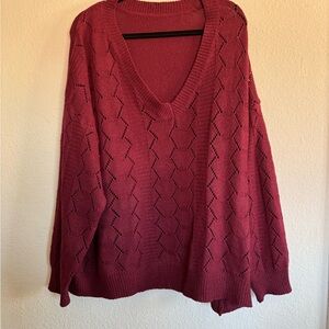 Deep Red V-Neck Sweater | size 24/26